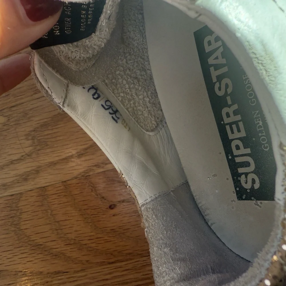 Golden Goose White and Silver Superstar Sneakers size 39 - Picture 4 of 9